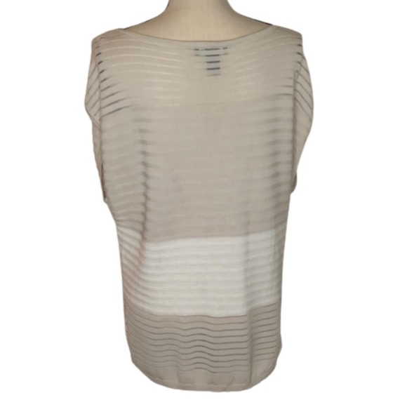 WHBM Tan Cap Sleeve Shadow Stripe Sweater Small - Picture 4 of 12